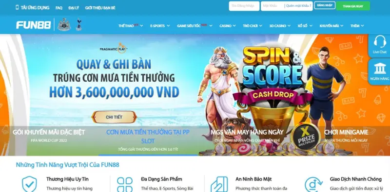 Fun88 Casino là sòng bạc trực tuyến uy tín nhiều bet thủ lựa chọn